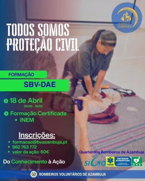 Curso de Suporte B&aacute;sico de Vida com DAE - Bombeiros Volunt&aacute;rios de Azambuja