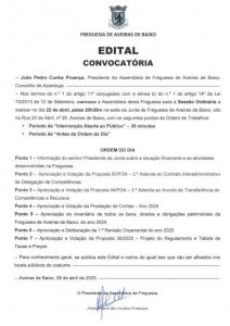 Edital convocatória - Reunião de Assembleia Ordinária