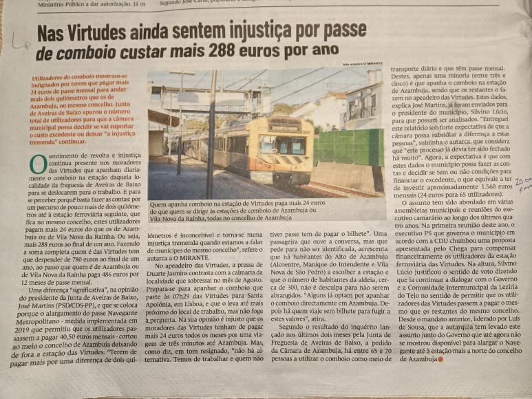 Passe CP Navegante - Utentes da localidade das Virtudes 