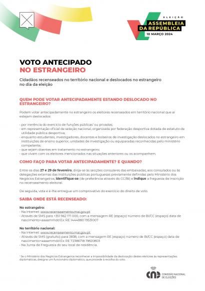 Voto antecipado - Por mobilidade no estrangeiro 