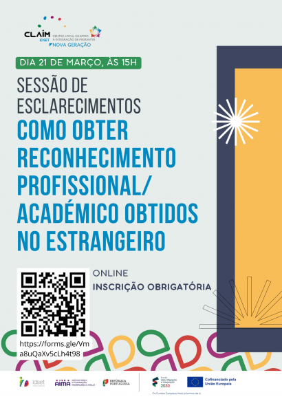 Sessão de Esclarecimento sobre "Como obter reconhecimento profissional/académico obtidos no estrangeiro"