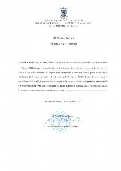 Tolerância de Ponto - 17/04/2025