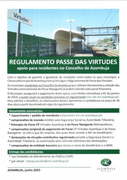 Regulamento Passe das Virtudes - apoio para residentes do Concelho de Azambuja Regulamento Passe das Virtudes - apoio para residentes do Concelho de Azambuja
