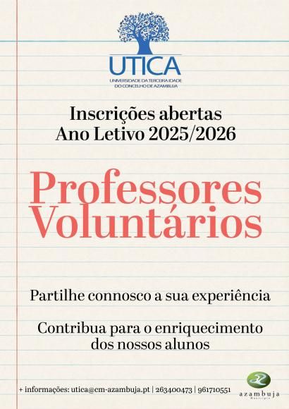 UTICA - Inscrições abertas para os professores voluntários 2025/2026