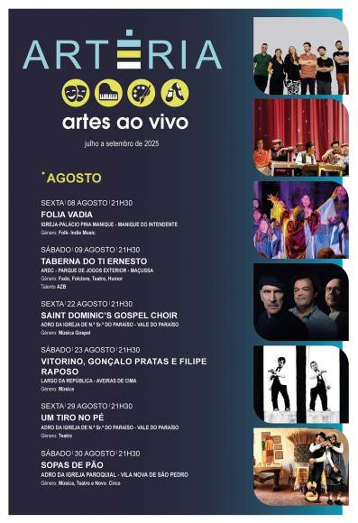 ARTÉRIA - Artes ao Vivo | Programa do mês de Agosto