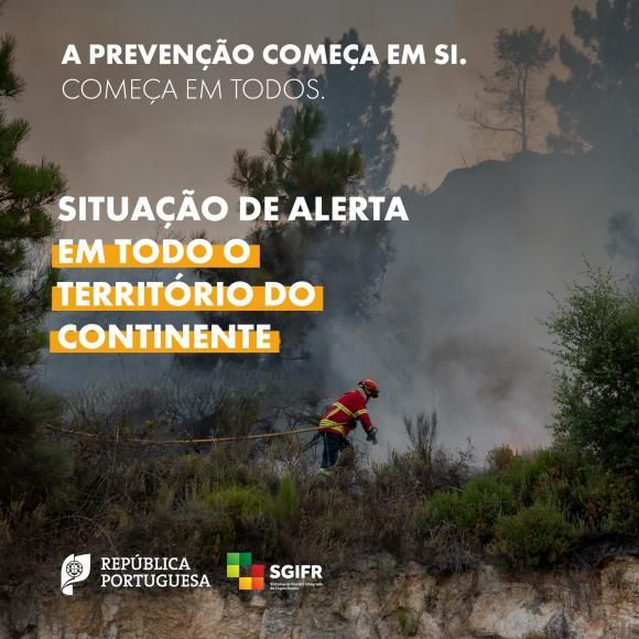 Situação de alerta em todo o território do continente prolongada até dia 19 de agosto