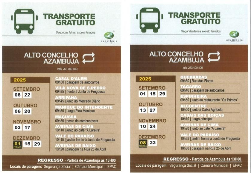 Transporte Gratuito - Alto concelho