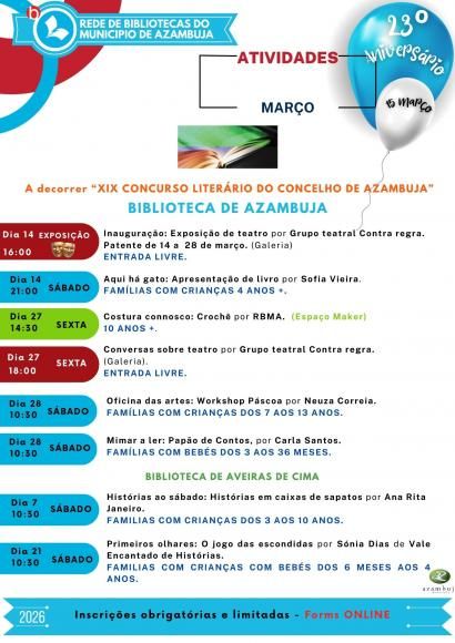 Atividades rede de bibliotecas do Munic&iacute;pio de Azambuja - mar&ccedil;o