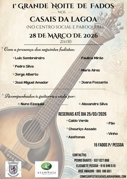 1.&ordf; Grande Noite de Fados nos Casais da Lagoa
