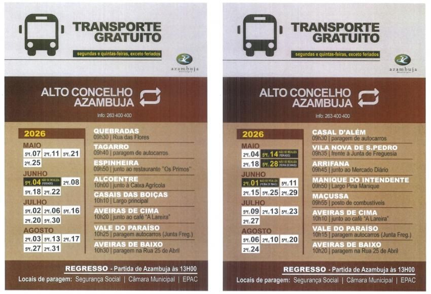 Transporte Gratuito - Alto concelho