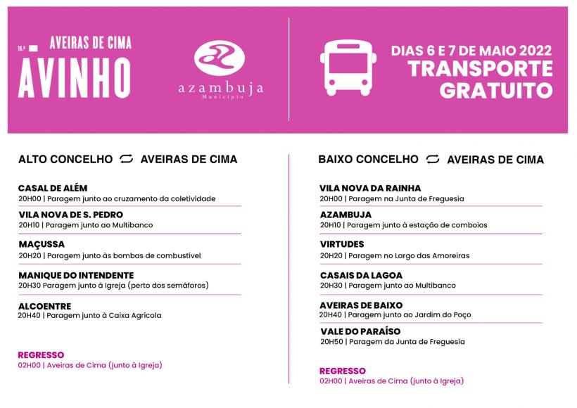 Transporte Gratuito na Ávinho 2022