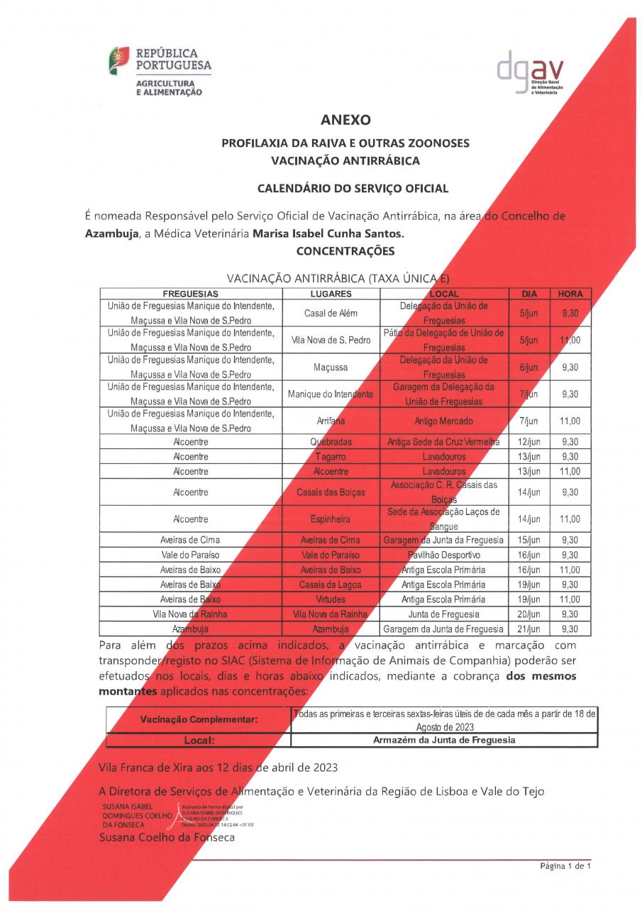 Vacinação Antirrábica - Calendário Oficial 